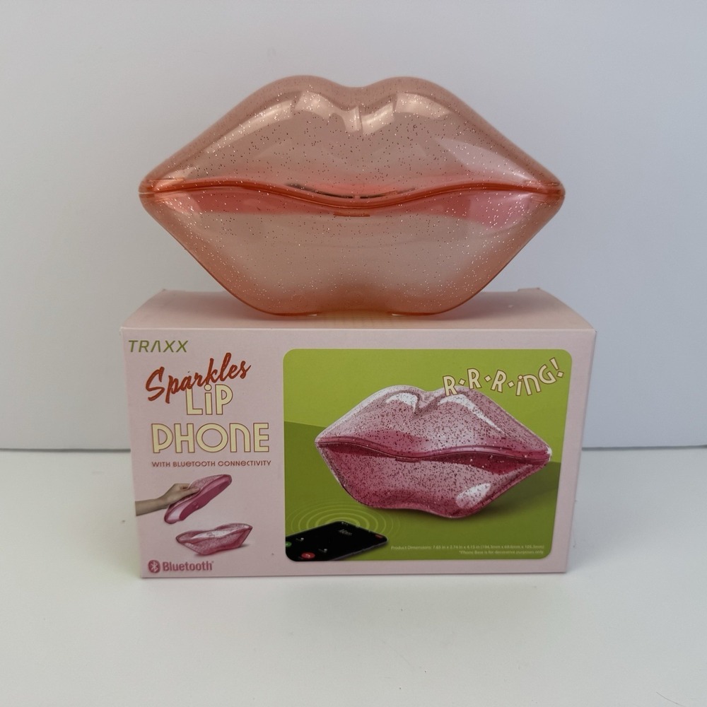 Lip Phone Bluetooth Receiver, Pink Wireless Retro Handset Open Box